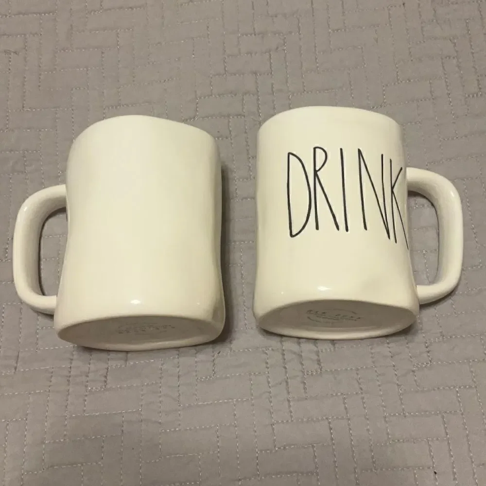 Rae Dunn Pair of Mugs “DRINK”   EUC. No stains or chips.